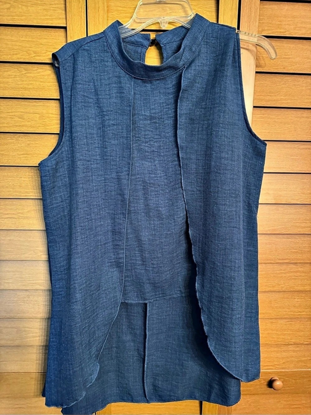 Shein Sleeveless Blouse, Denim BlueColor, Hi-Low Top